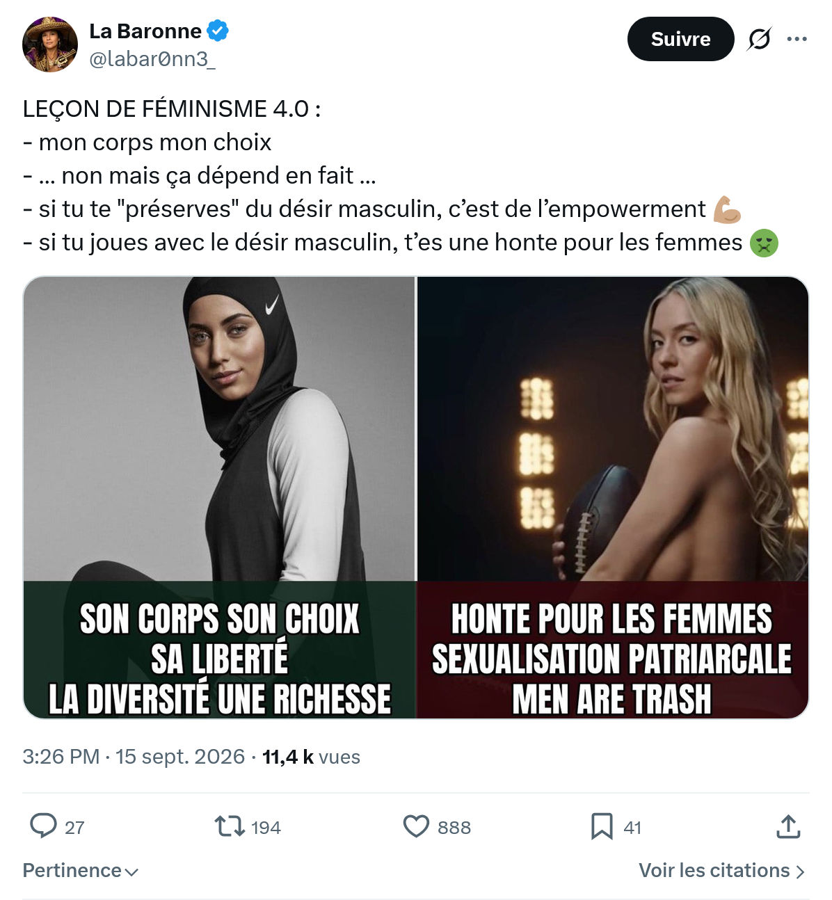 La Baronne: LEÇON DE FÉMINISME 4.0...
