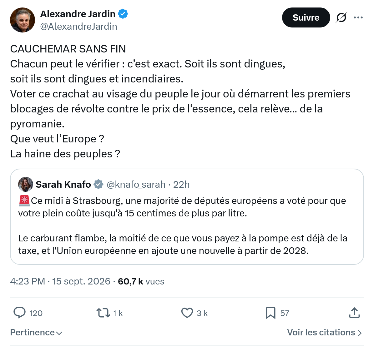 Alexandre Jardin: CAUCHEMAR SANS FIN...