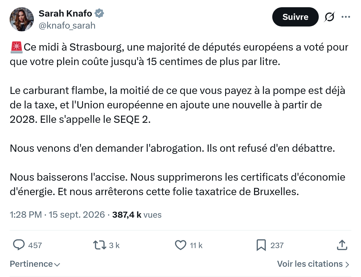 Sarah Knafo: Ce midi à Strasbourg, une majorité...