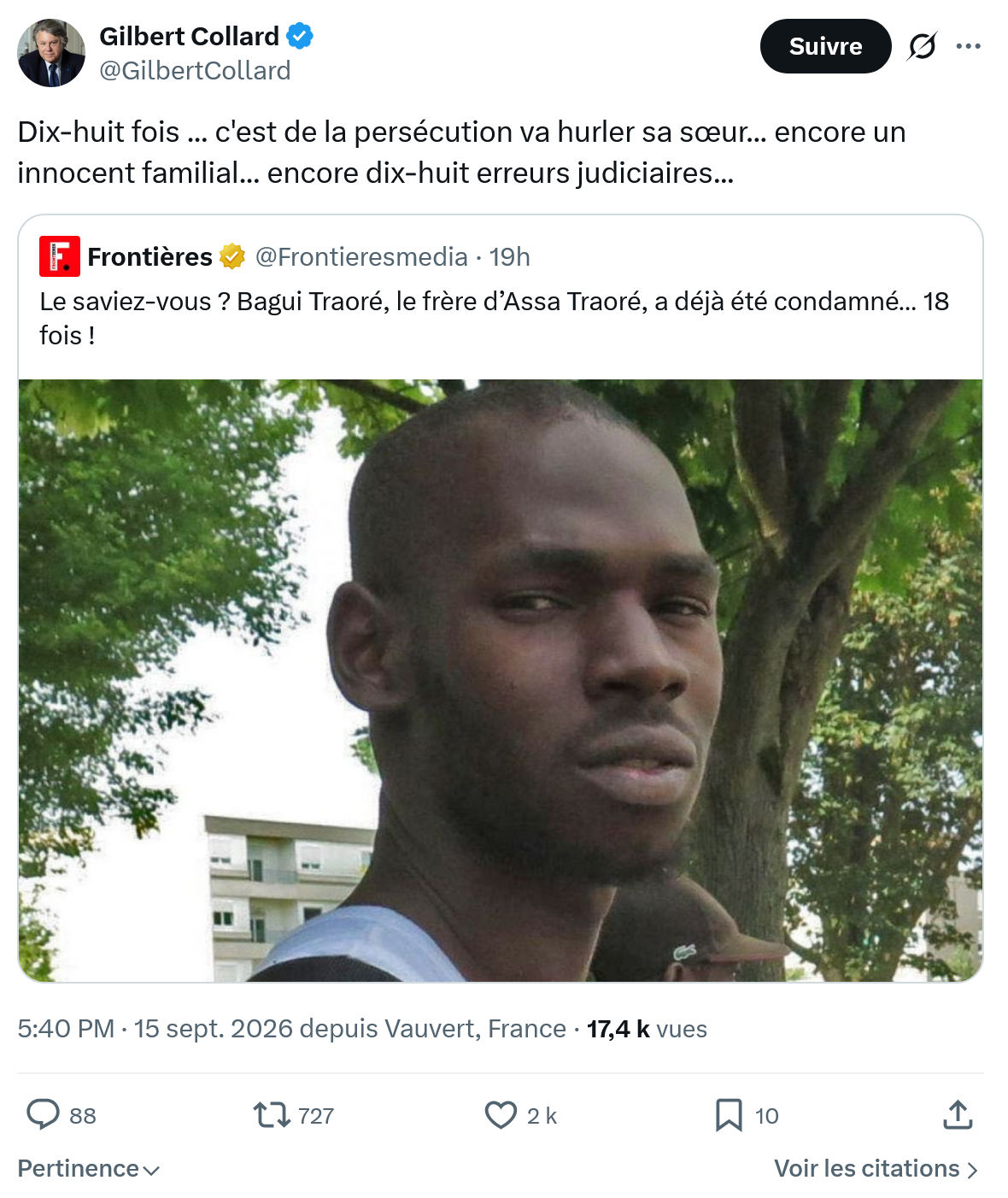 Gilbert Collard: Dix-huit fois ... c'est de la persécution...