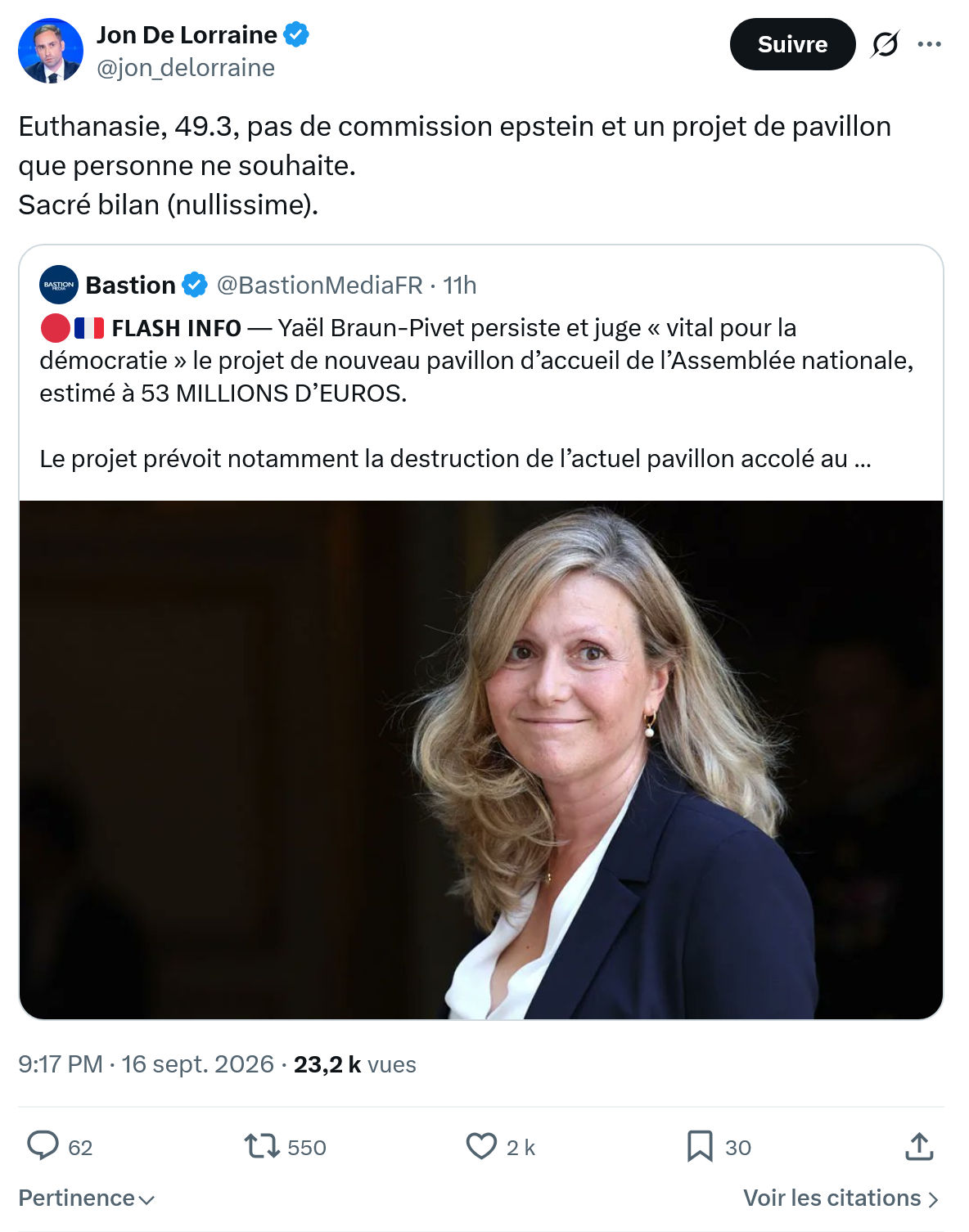 Jon De Lorraine: Euthanasie, 49.3, pas de commission...