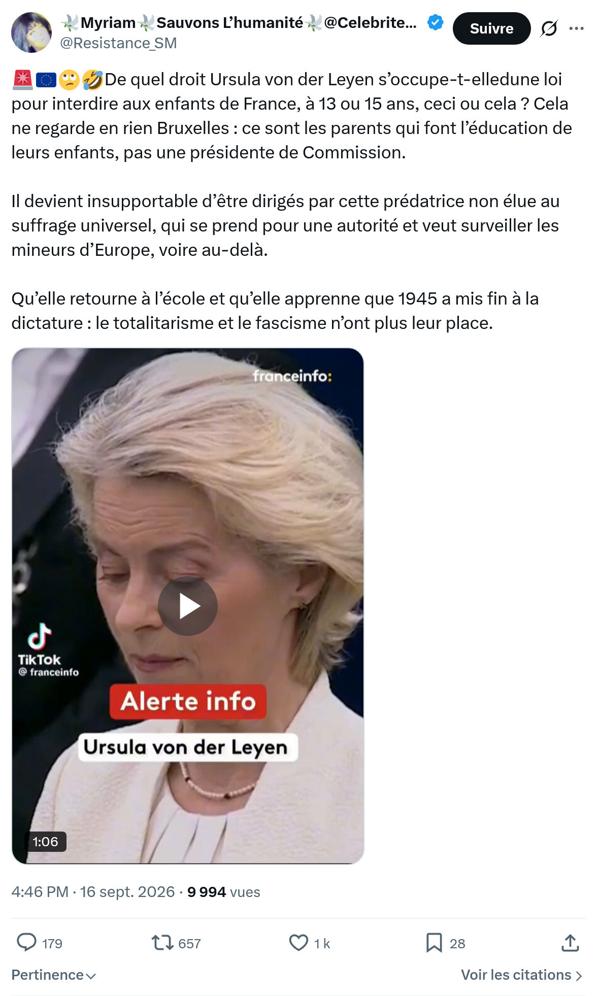 Myriam: De quel droit Ursula von der Leyen s’occupe...