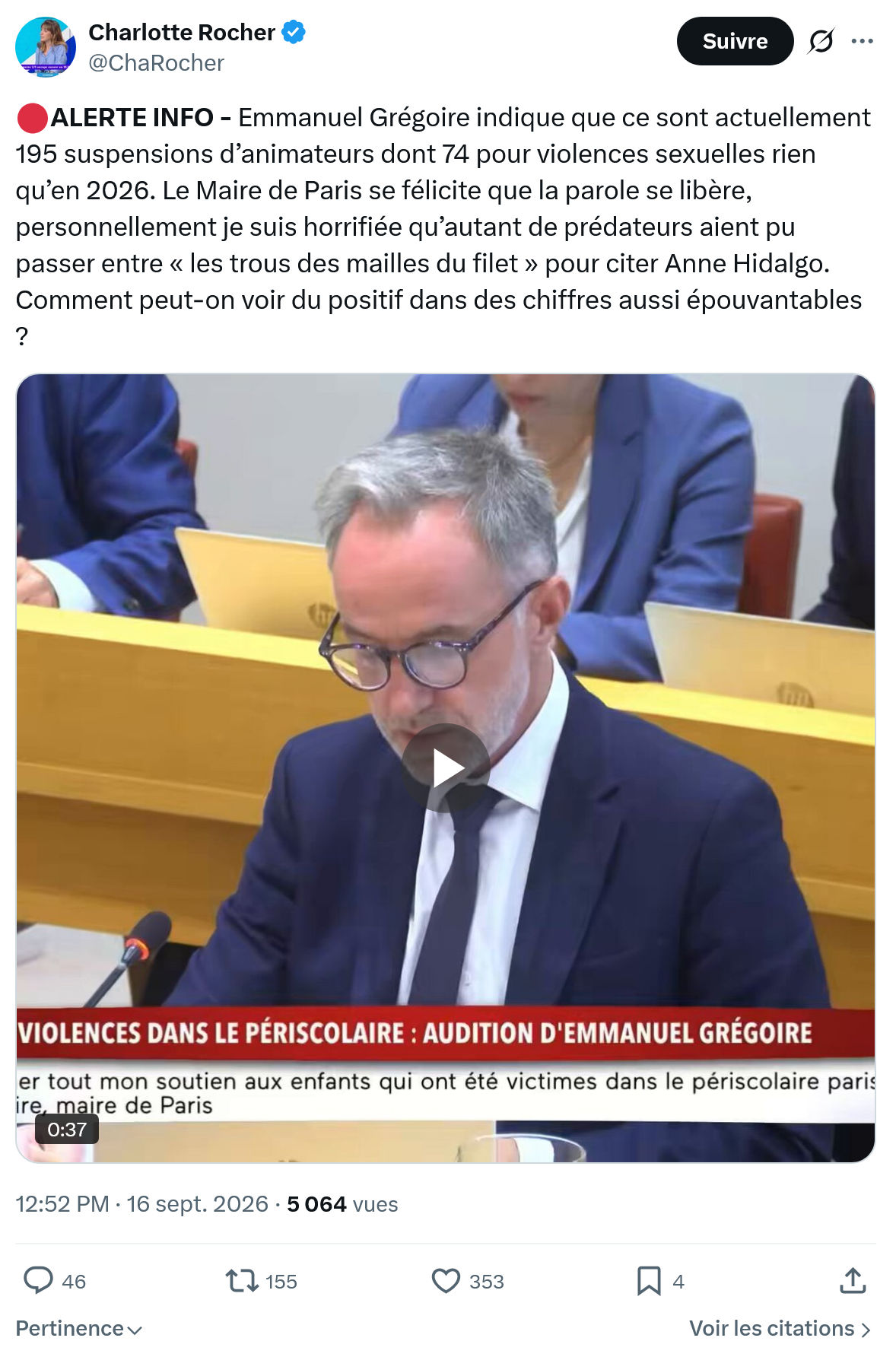 Charlotte Rocher: ALERTE INFO - Emmanuel Grégoire...