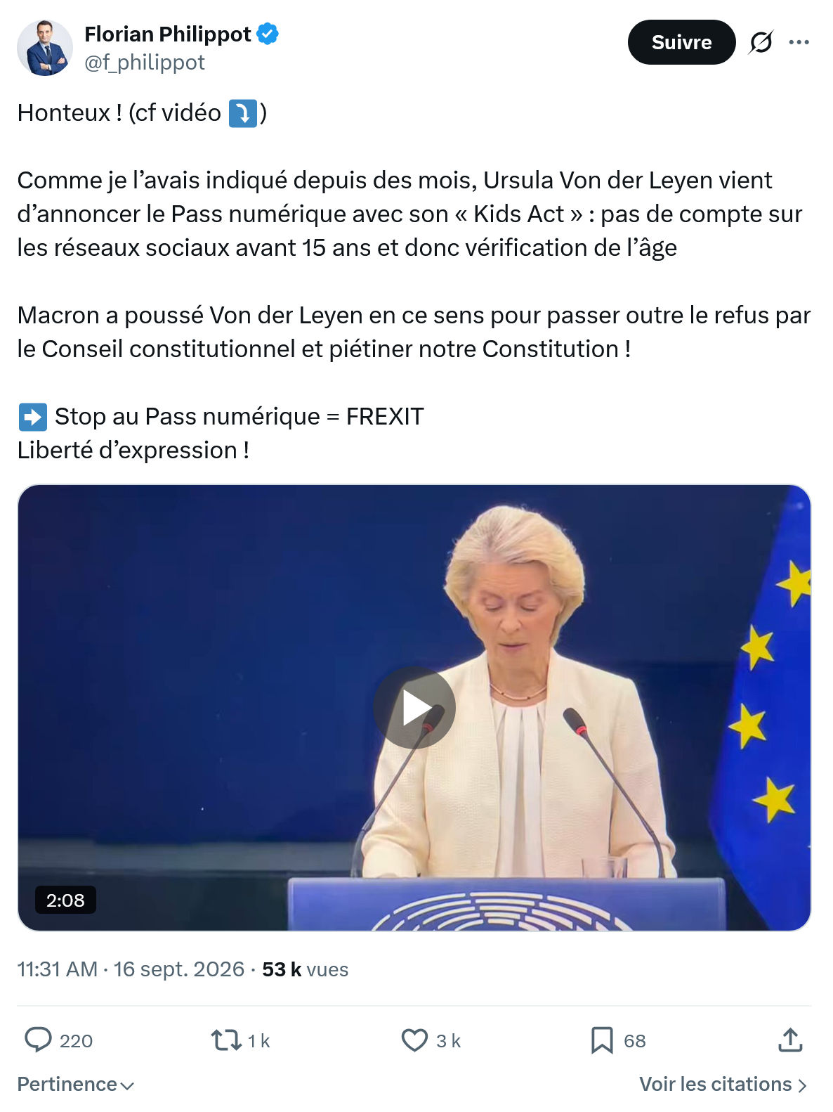 Florian Philippot: Comme je l’avais indiqué depuis...