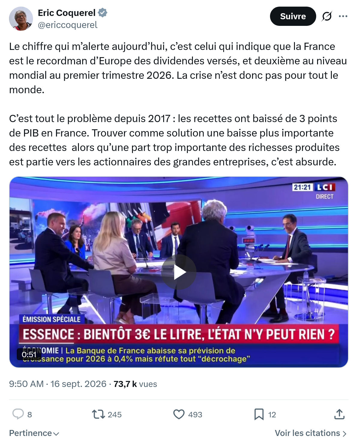 Eric Coquerel: Le chiffre qui m’alerte aujourd’hui...