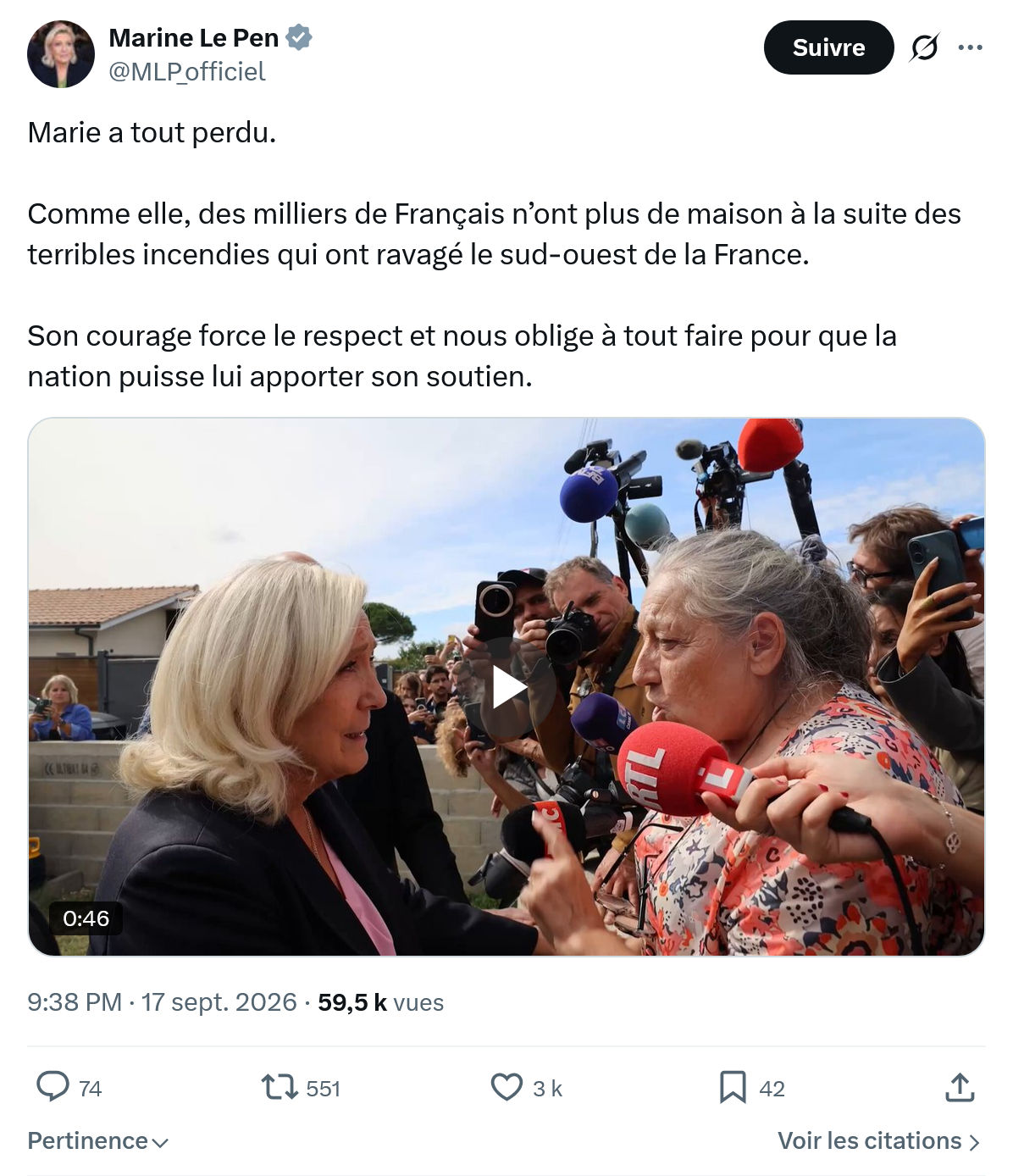 Marine Le Pen: Marie a tout perdu...