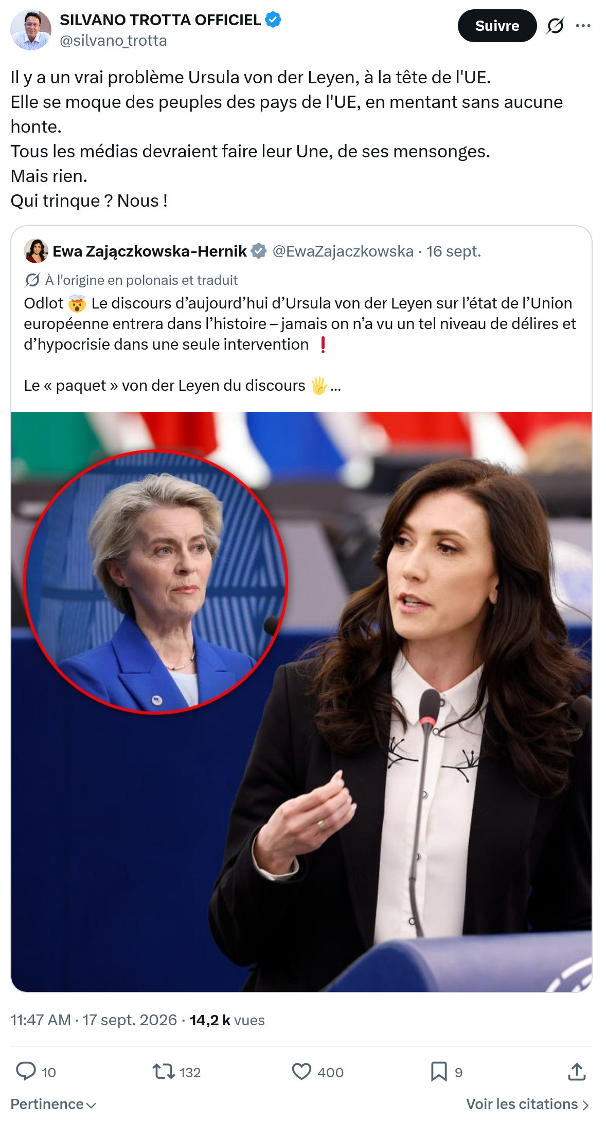 Silvano Trotta: Il y a un vrai problème Ursula...