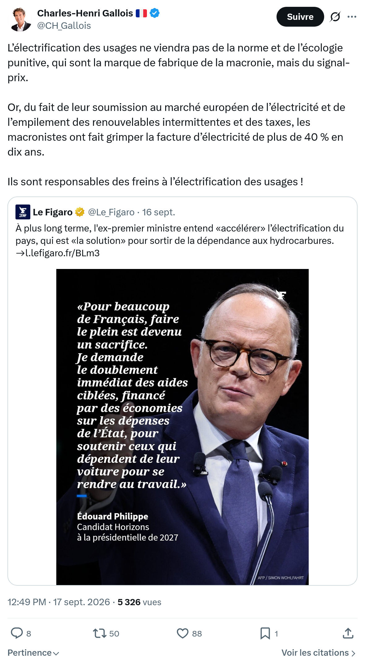 Charles-Henri Gallois: L’électrification des usages ne viendra...