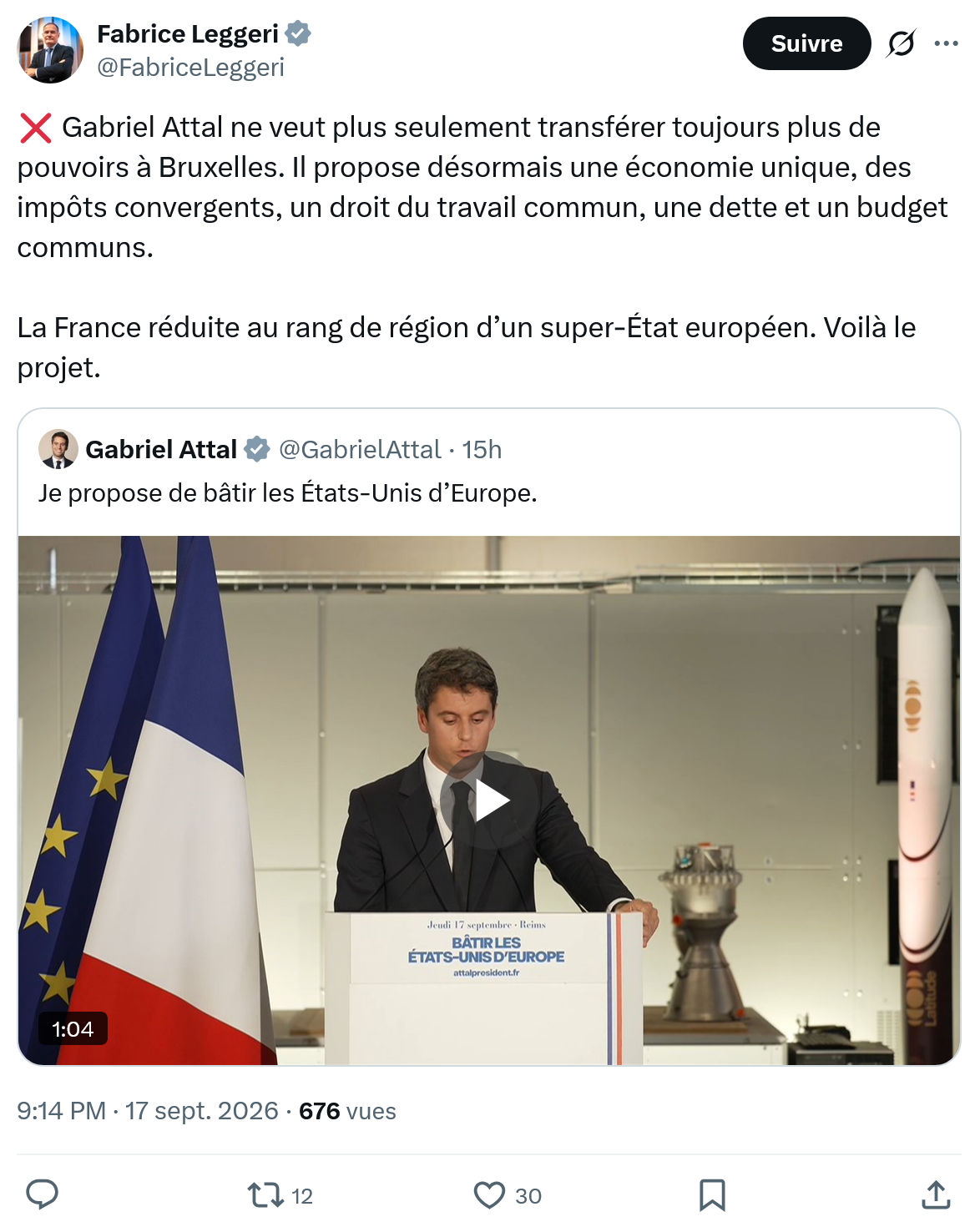 Fabrice Leggeri: Gabriel Attal ne veut plus seulement...