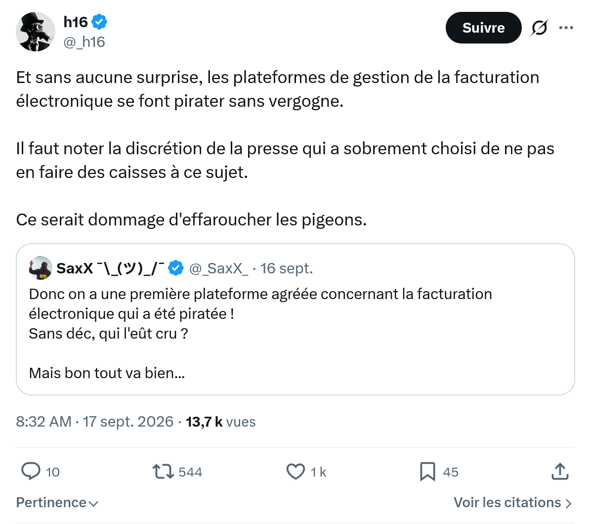 h16: Et sans aucune surprise, les plateformes...