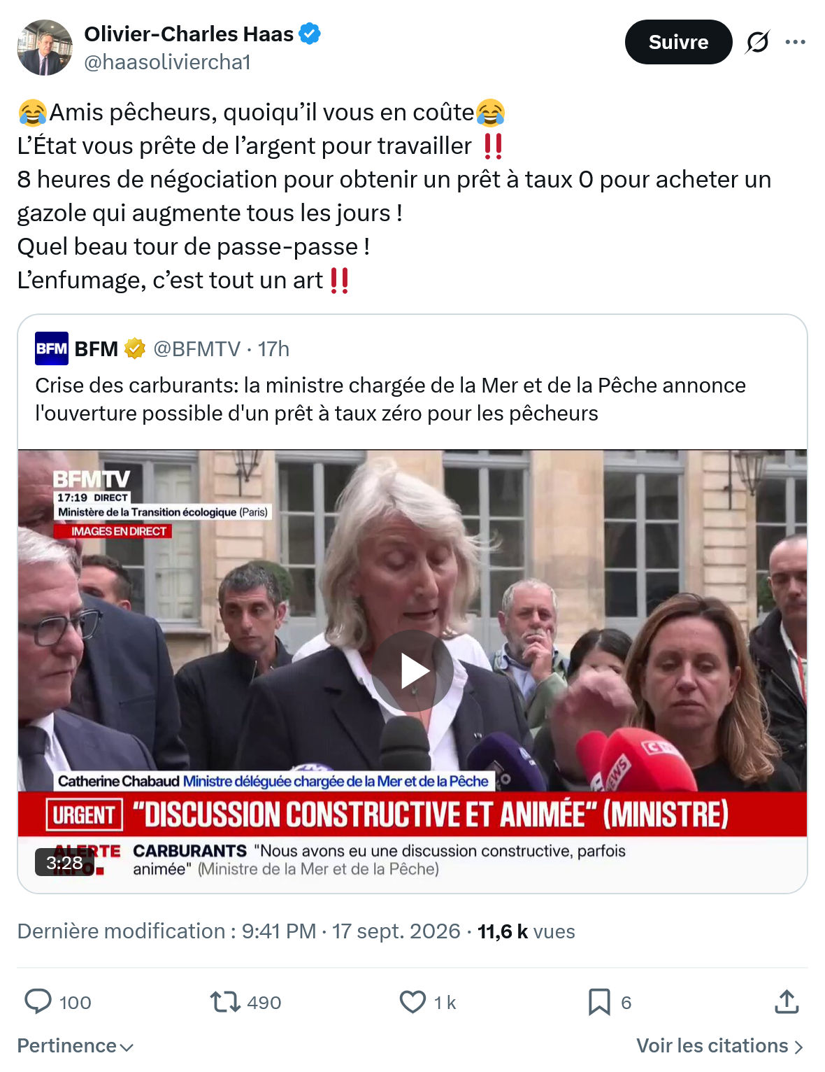 Olivier-Charles Haas: Amis pêcheurs, quoiqu’il vous en coûte...