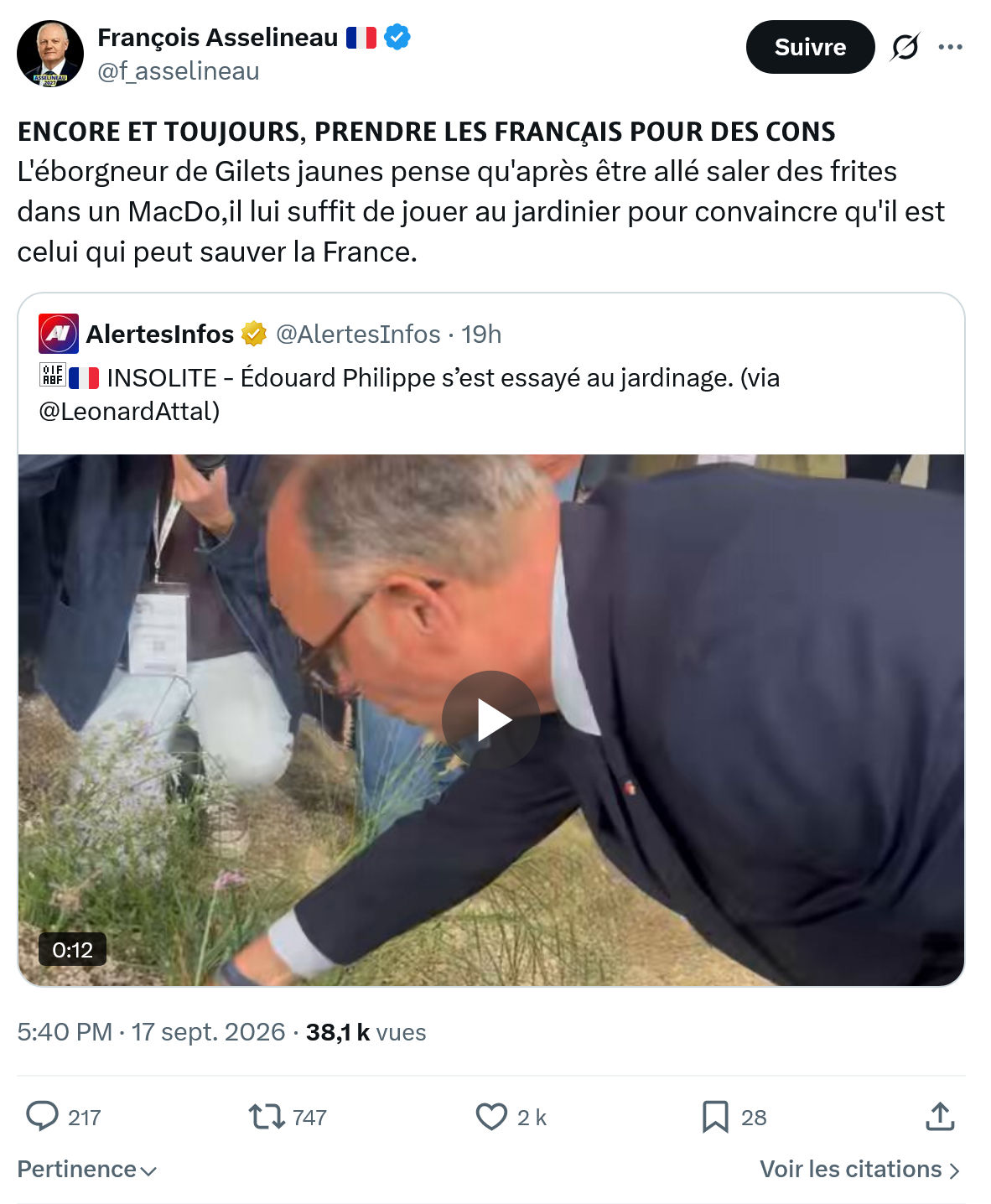 Francois Asselineau: 𝗘𝗡𝗖𝗢𝗥𝗘 𝗘𝗧 𝗧𝗢𝗨𝗝𝗢𝗨𝗥𝗦, 𝗣𝗥𝗘𝗡𝗗𝗥𝗘...