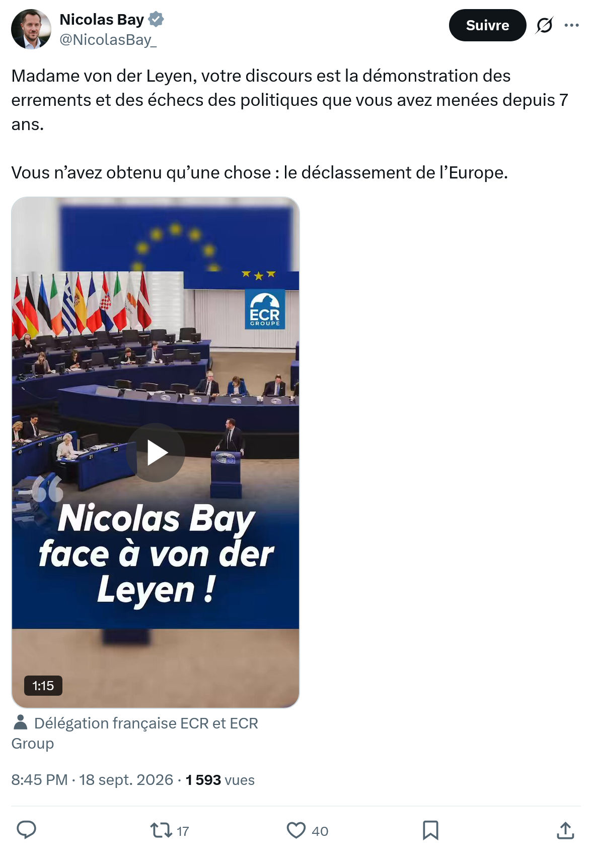 Nicolas Bay: Madame von der Leyen, votre discours...