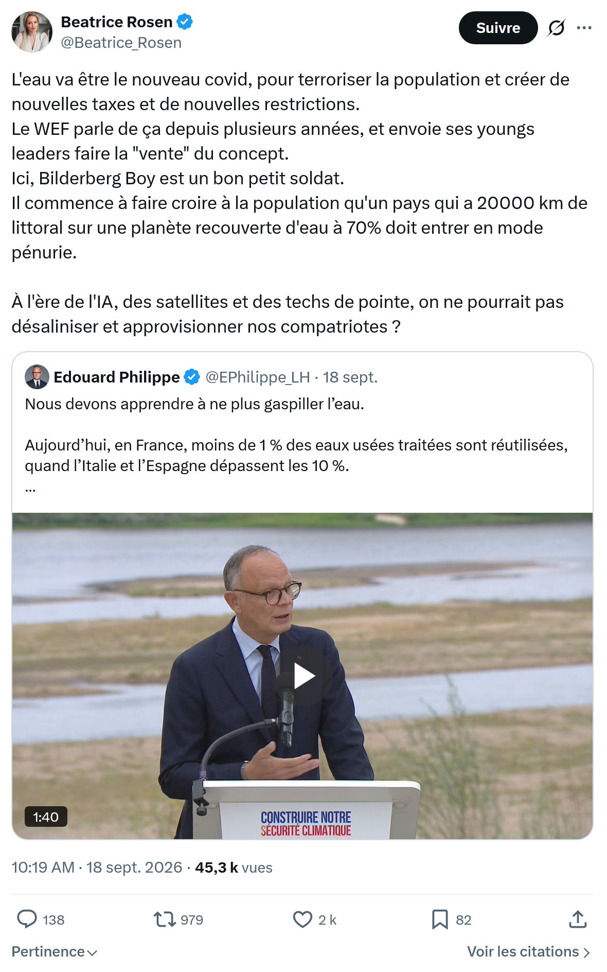 Béatrice Rosen: L'eau va être le nouveau covid...