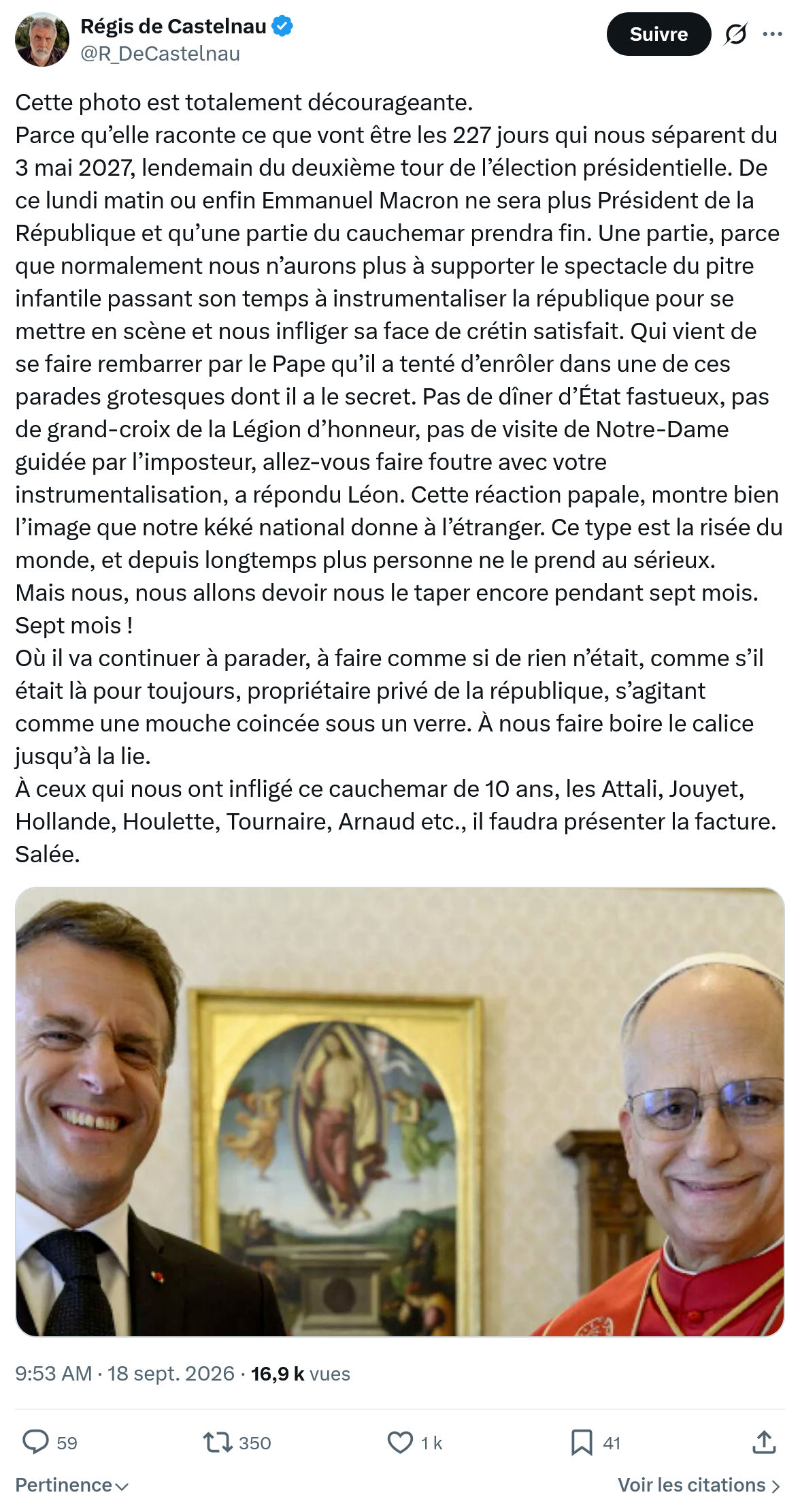 Régis de Castelnau: Cette photo est totalement décourageante...