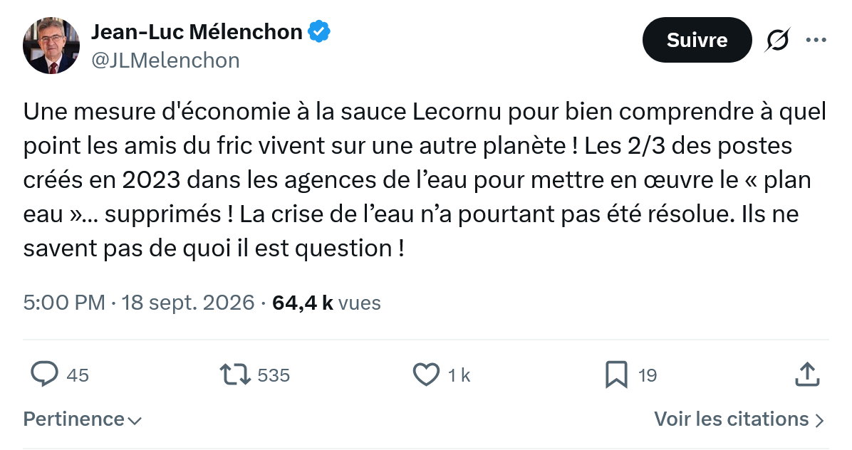 Jean-Luc Mélenchon: Une mesure d'économie à la sauce...