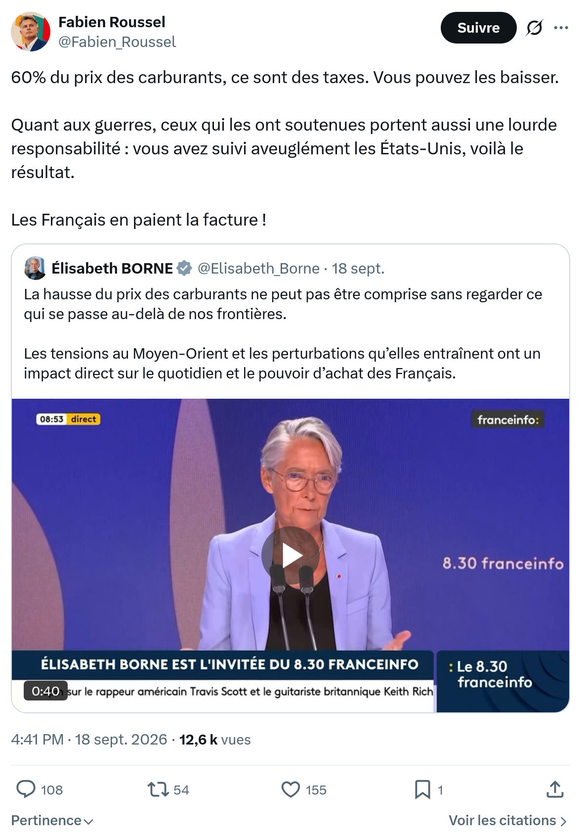 Fabien Roussel: 60% du prix des carburants...