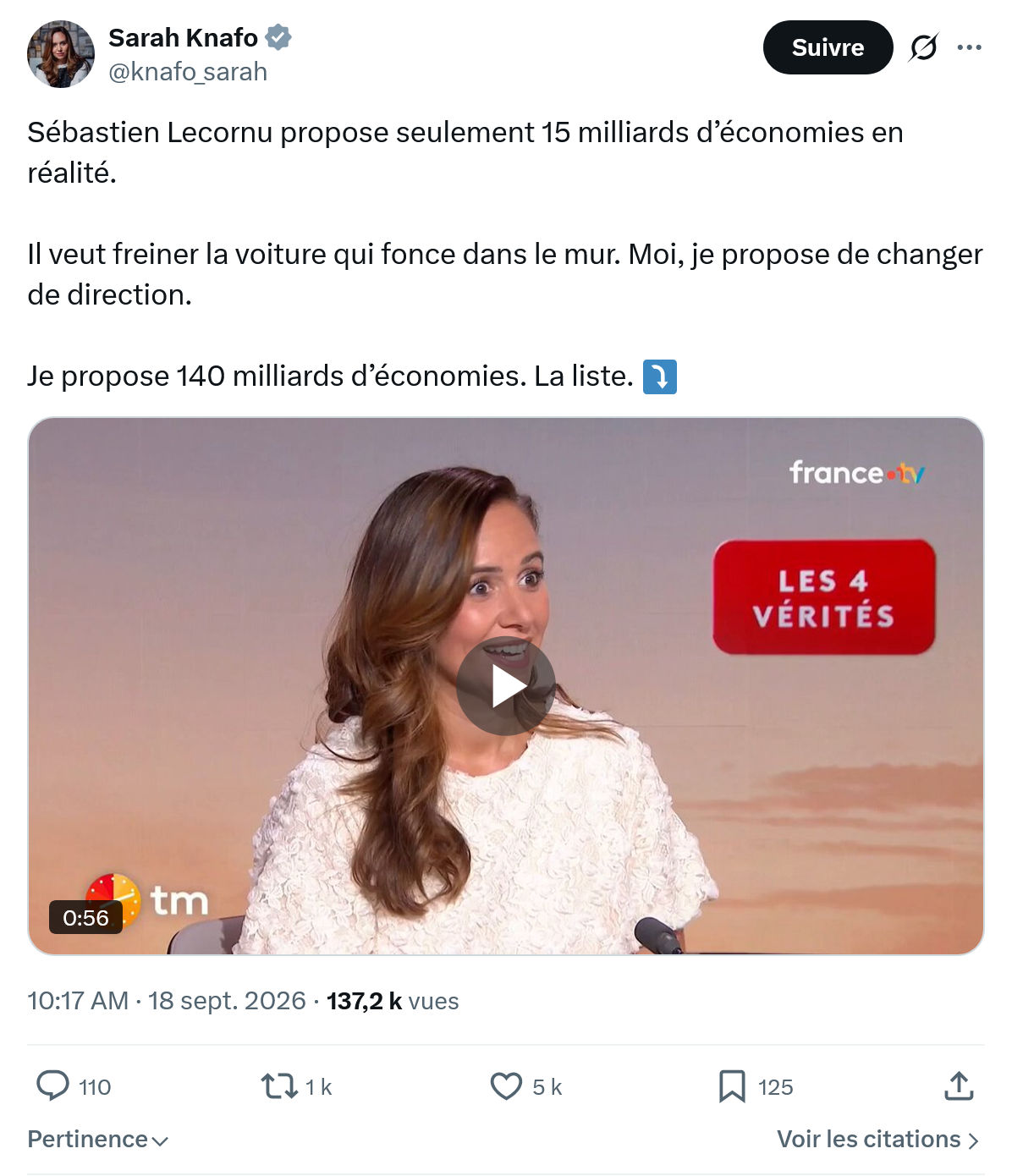 Sarah Knafo: Sébastien Lecornu propose seulement...