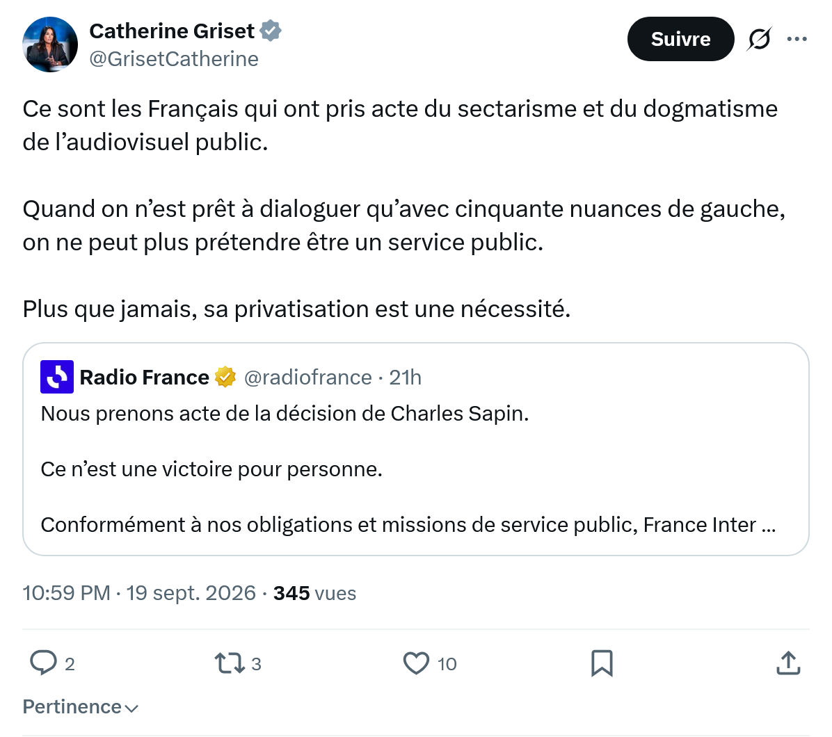 Catherine Griset: Ce sont les Français qui ont pris...