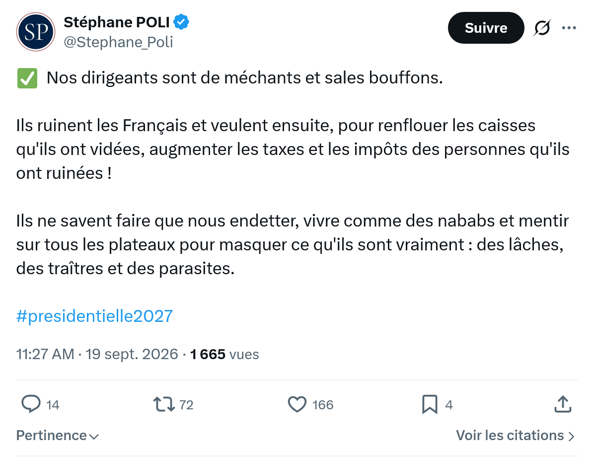 Stephane Poli: Nos dirigeants sont de méchants...