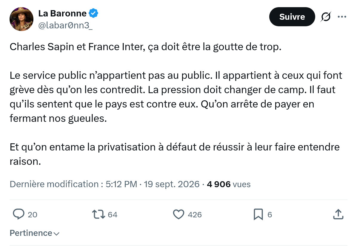 La Baronne: Charles Sapin et France Inter...