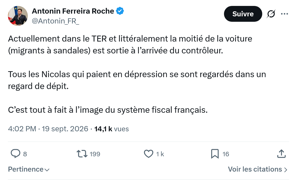 Antonin Ferreira Roche: Actuellement dans le TER et littéralement...