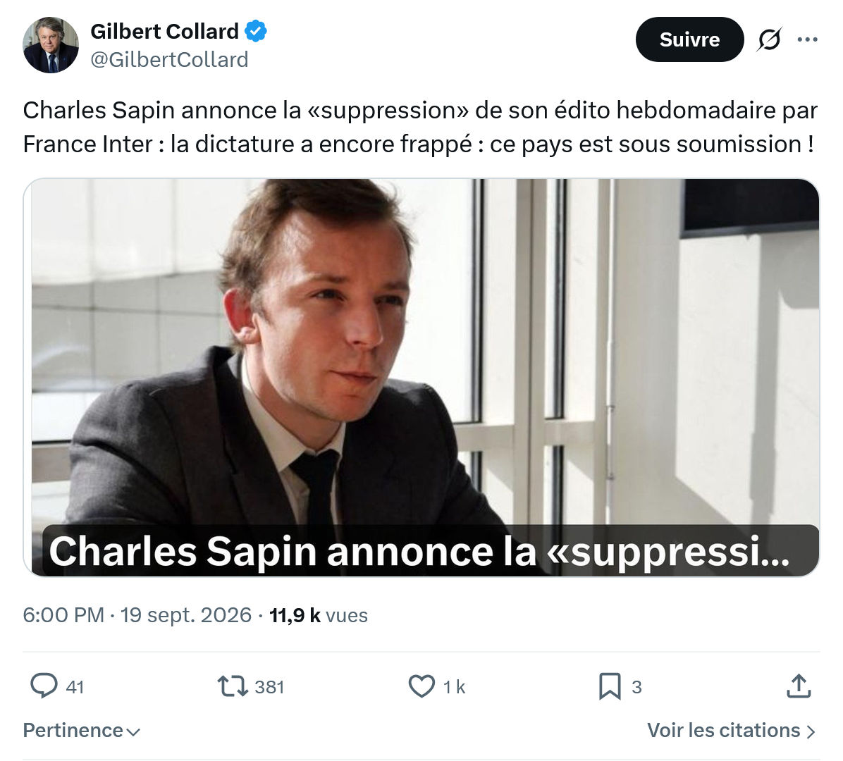 Gilbert Collard: Charles Sapin annonce la «suppression»...