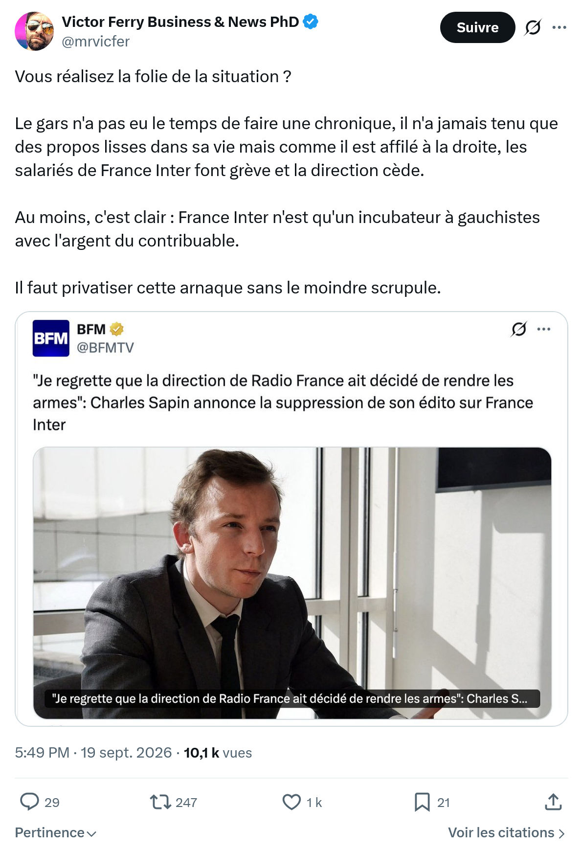 Victor Ferry: Vous réalisez la folie de la situation...