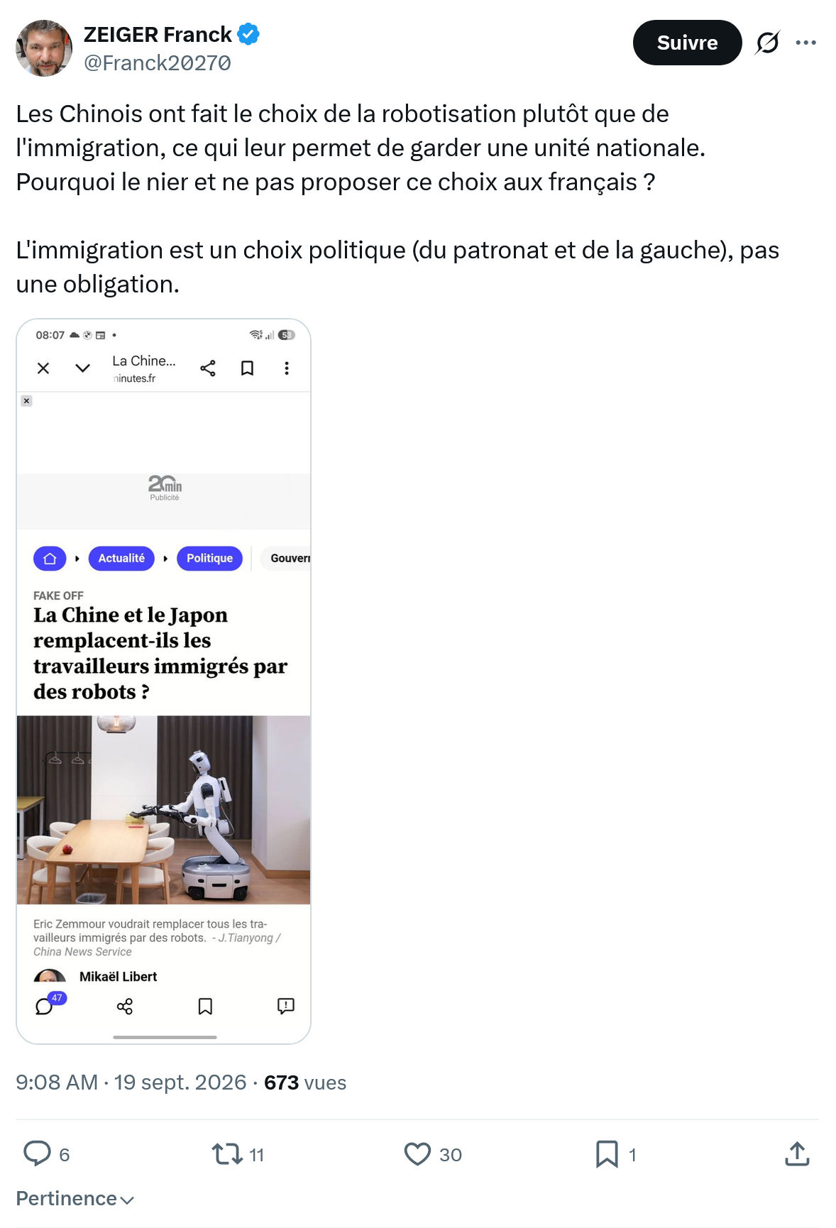 Zeiger Franck: Les Chinois ont fait le choix...