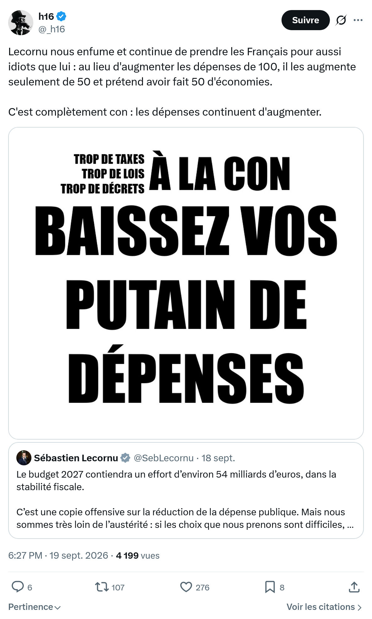 h16: Lecornu nous enfume et continue...