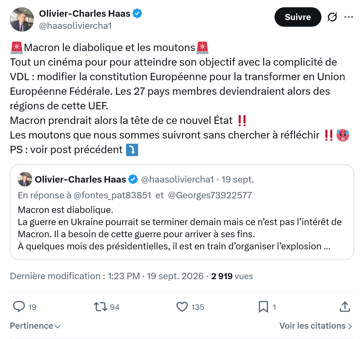Olivier-Charles Haas: Macron le diabolique et les moutons...