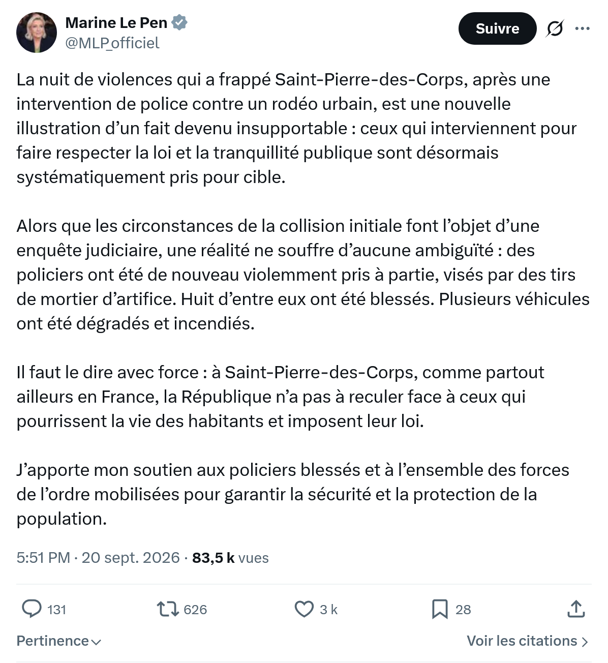 Marine Le Pen: La nuit de violences qui a frappé...