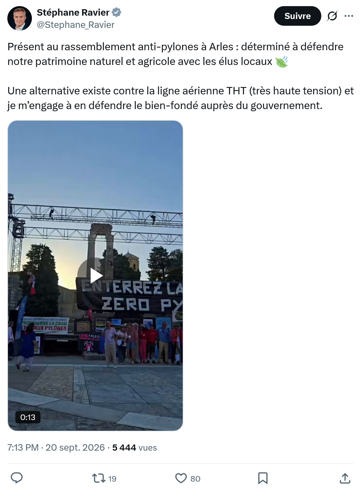 Stéphane Ravier: Présent au rassemblement...