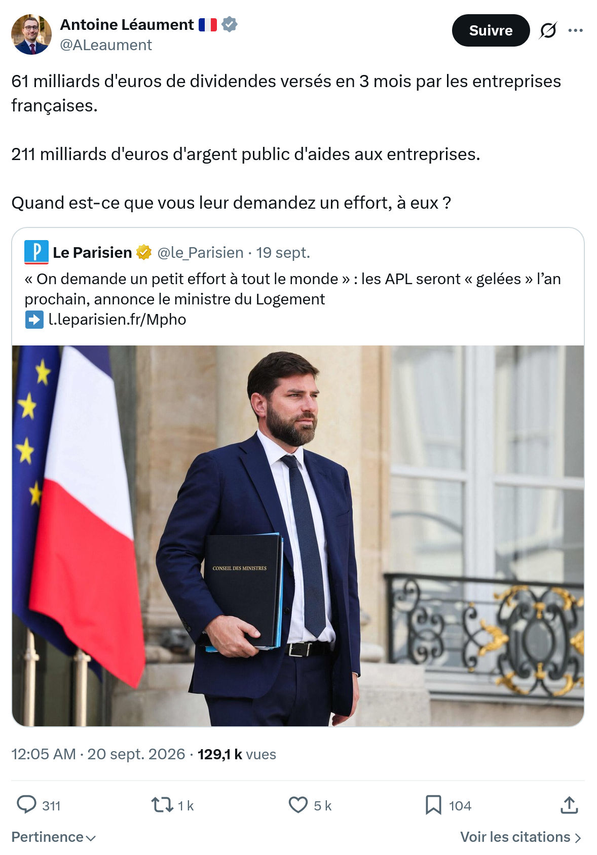 Antoine Léaument: 61 milliards d'euros de dividendes...