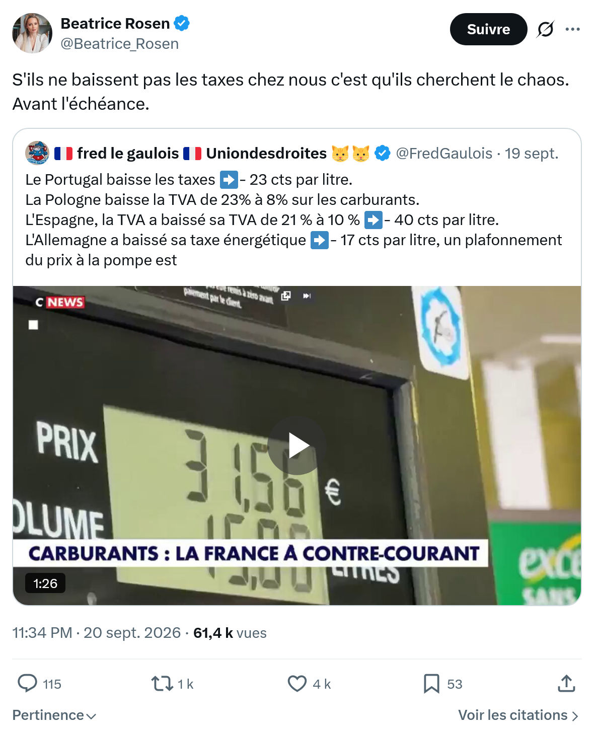 Béatrice Rosen: S'ils ne baissent pas les taxes...