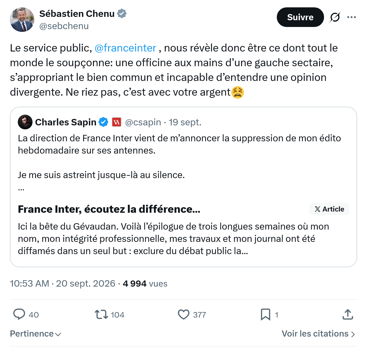 Sébastien Chenu: Le service public, @franceinter...