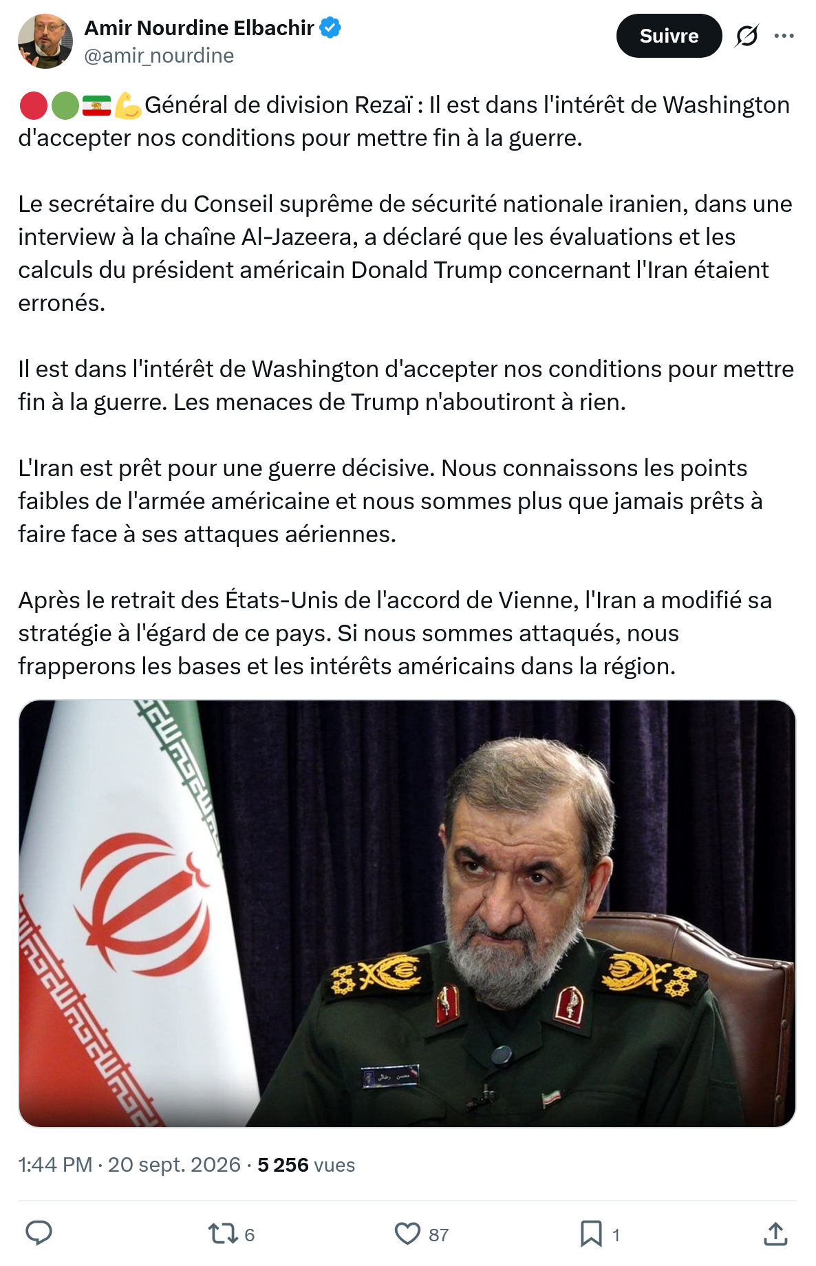 Amir Nourdine Elbachir: Général de division Rezaï...