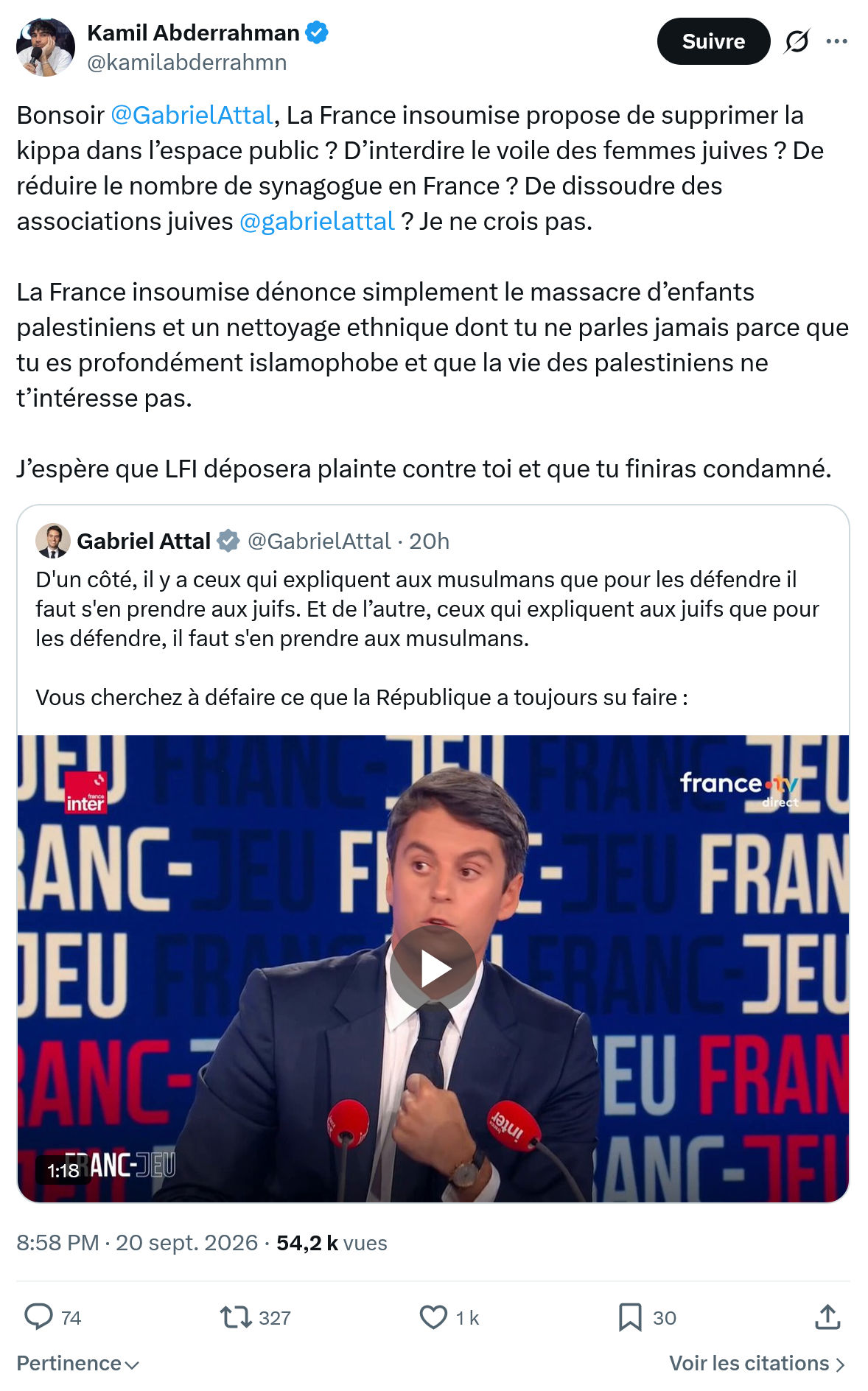 Kamil Abderrahman: Bonsoir @GabrielAttal...