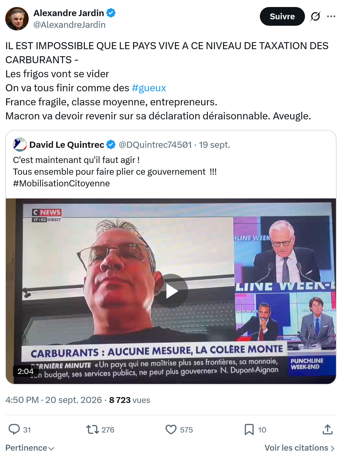 Alexandre Jardin: IL EST IMPOSSIBLE QUE LE PAYS...