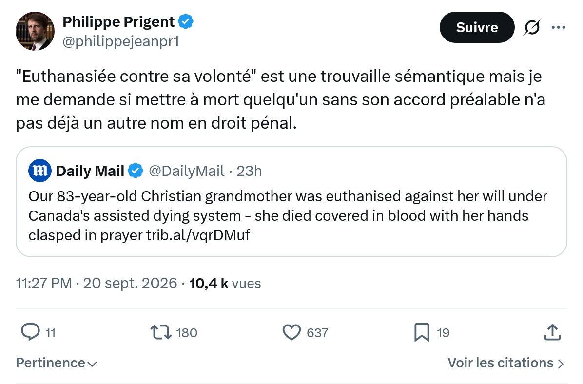 Philippe Prigent: "Euthanasiée contre sa volonté"...