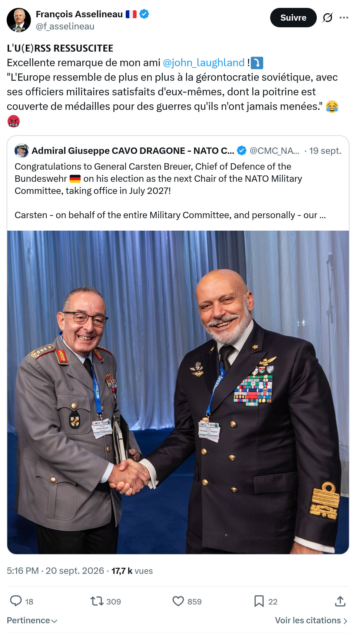 Francois Asselineau: 𝗟'𝗨(𝗘)𝗥𝗦𝗦 𝗥𝗘𝗦𝗦𝗨𝗦𝗖𝗜𝗧𝗘𝗘...