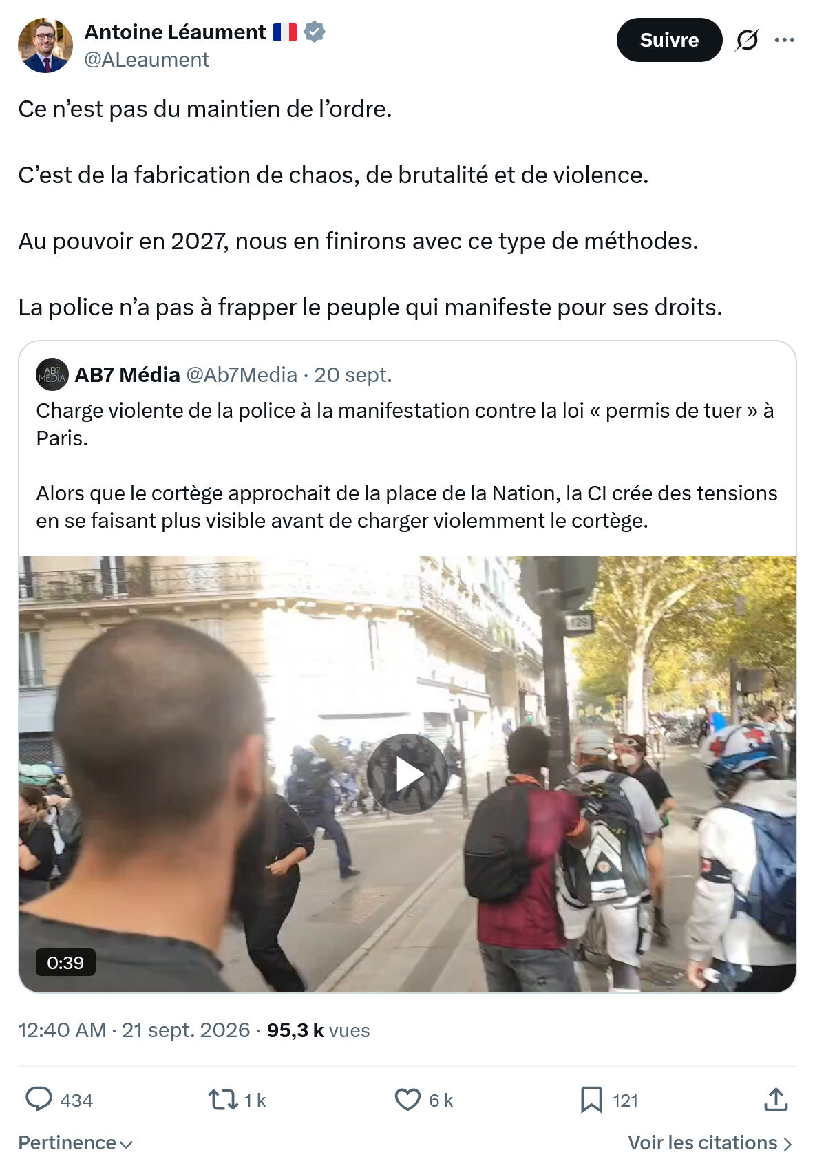 Antoine Léaument: Ce n’est pas du maintien de l’ordre...