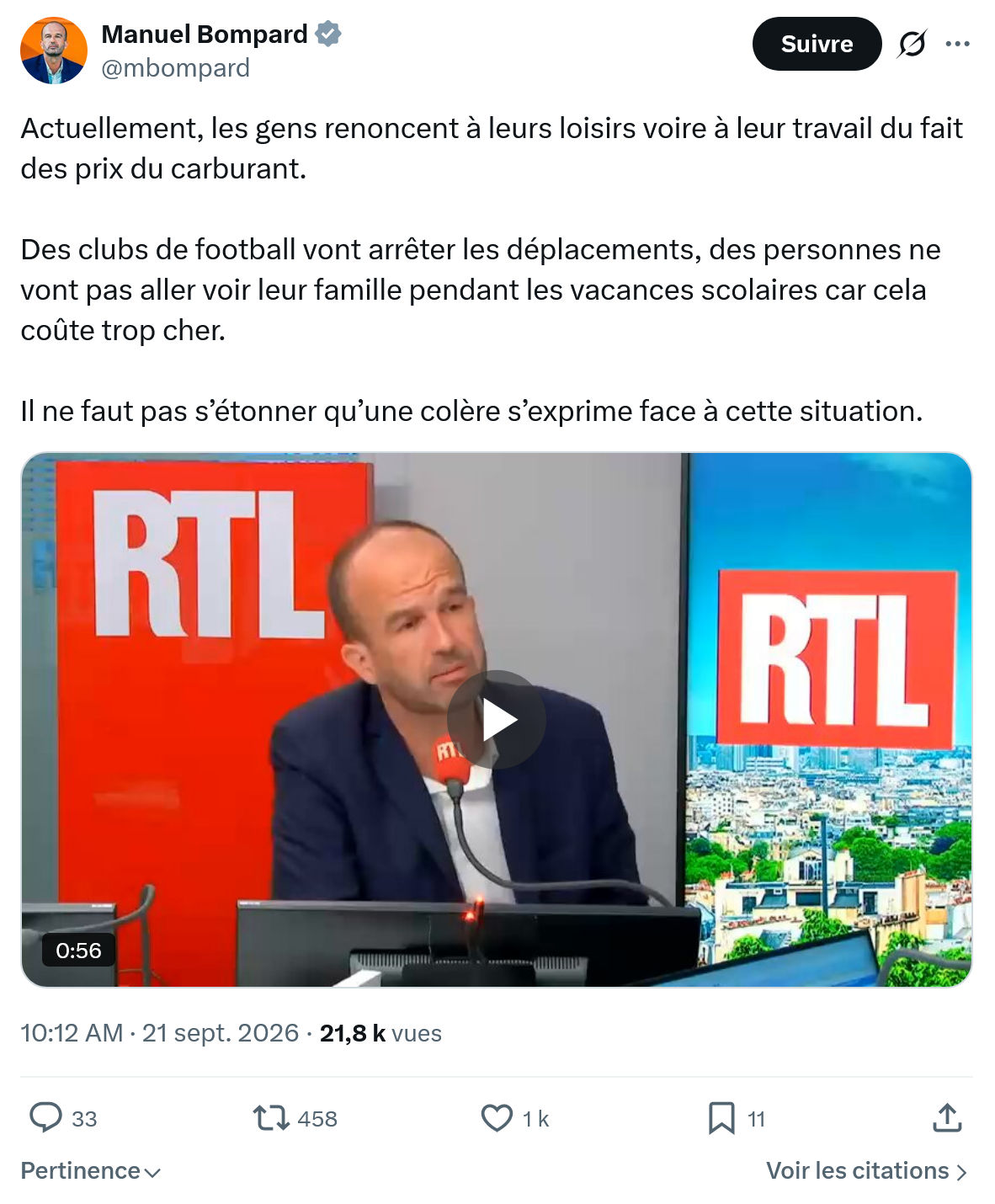 Manuel Bompard: Actuellement, les gens renoncent...