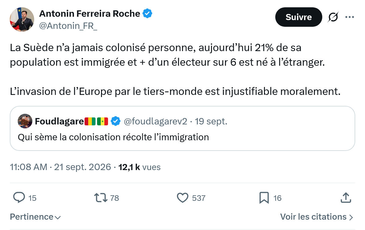 Antonin Ferreira Roche: La Suède n’a jamais colonisé personne...
