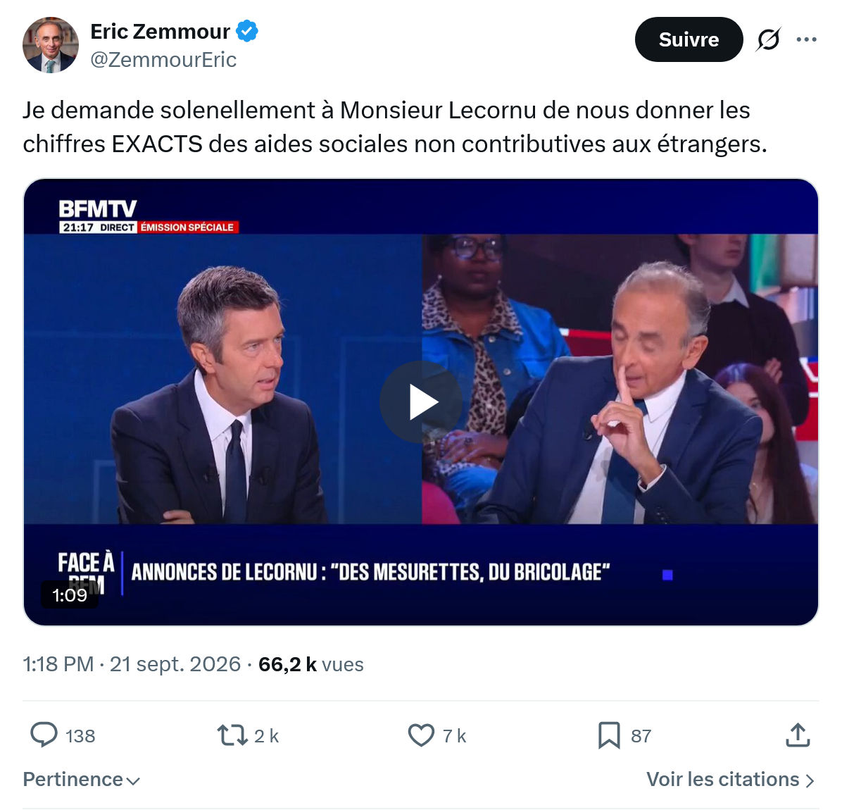 Eric Zemmour: Je demande solenellement...