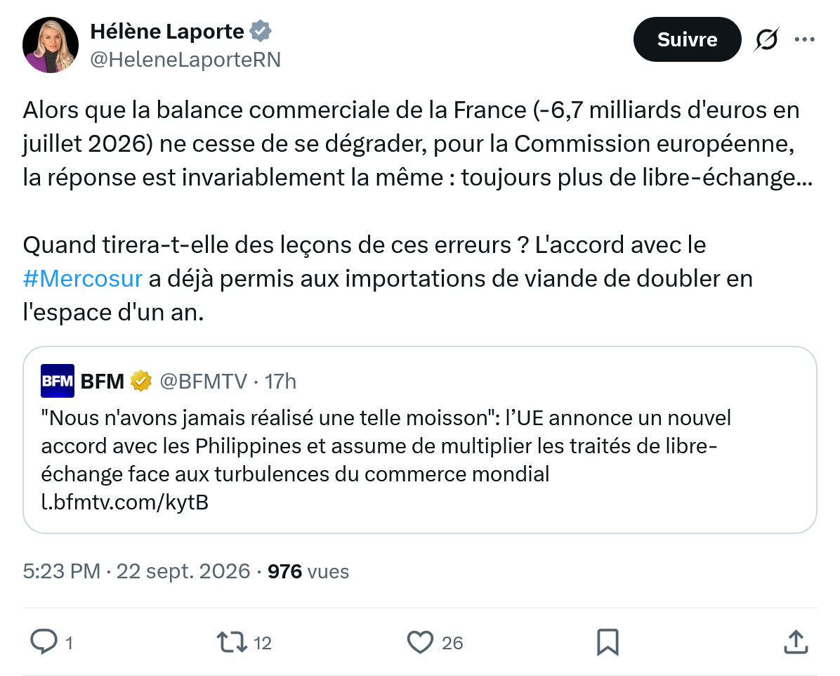 Hélène Laporte: Alors que la balance commerciale...