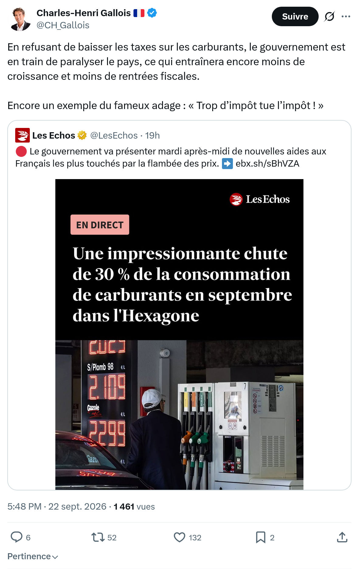 Charles-Henri Gallois: En refusant de baisser les taxes...