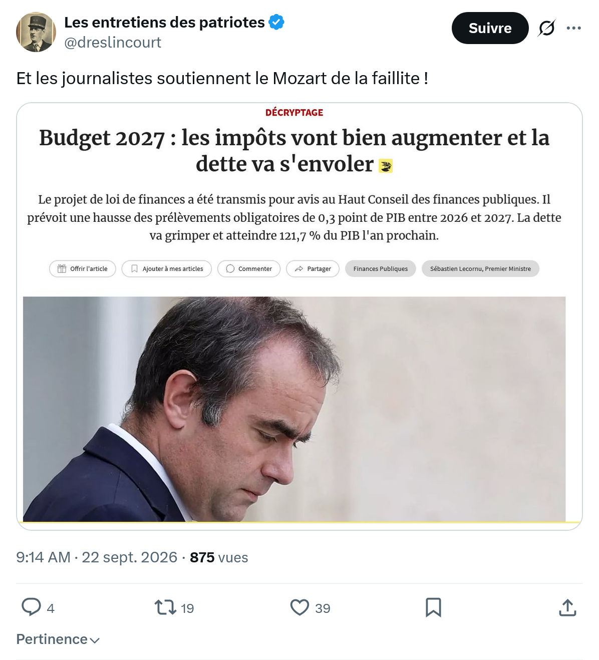 Marquis de Dreslincourt: Et les journalistes soutiennent...