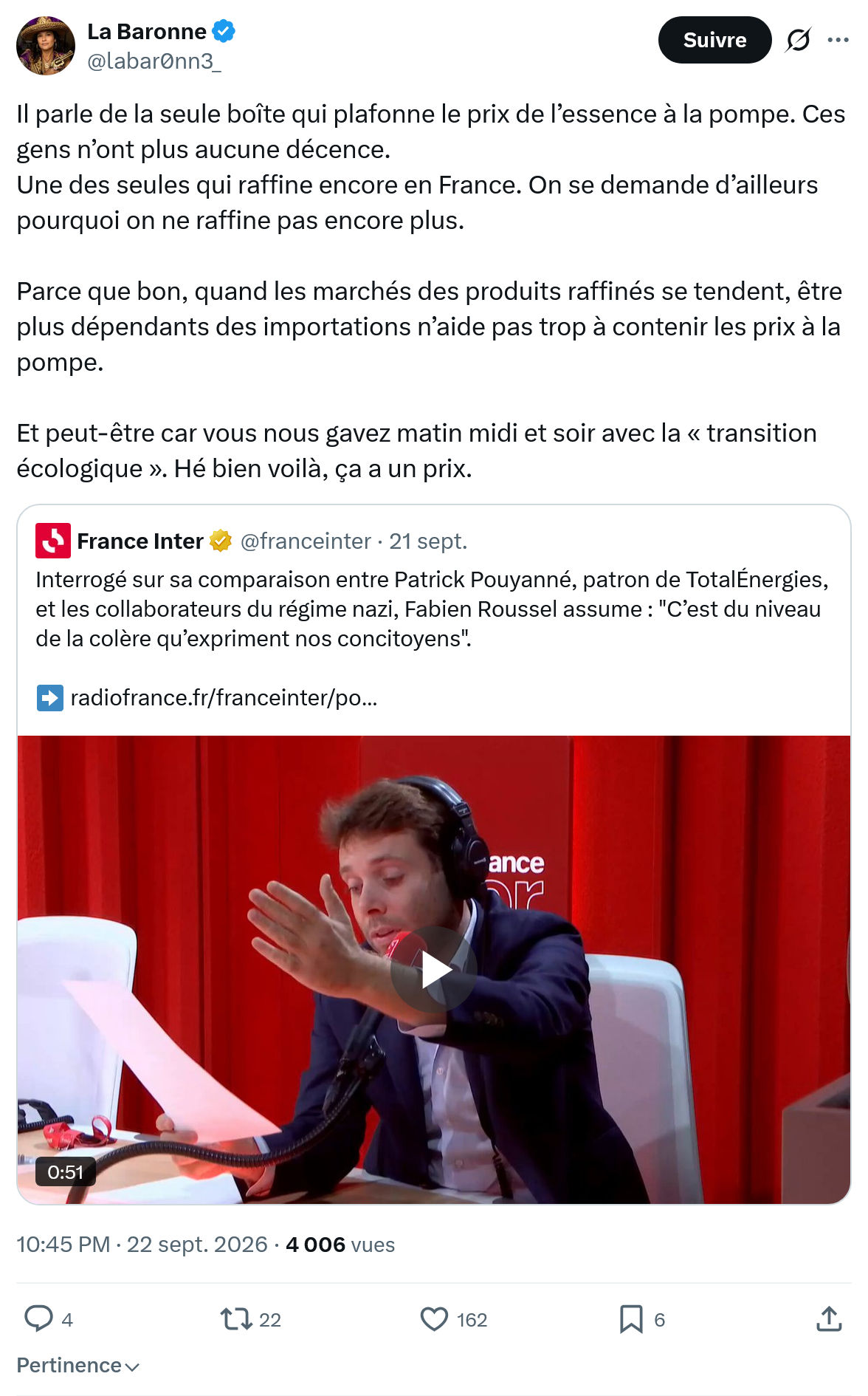 La Baronne: Il parle de la seule boîte...