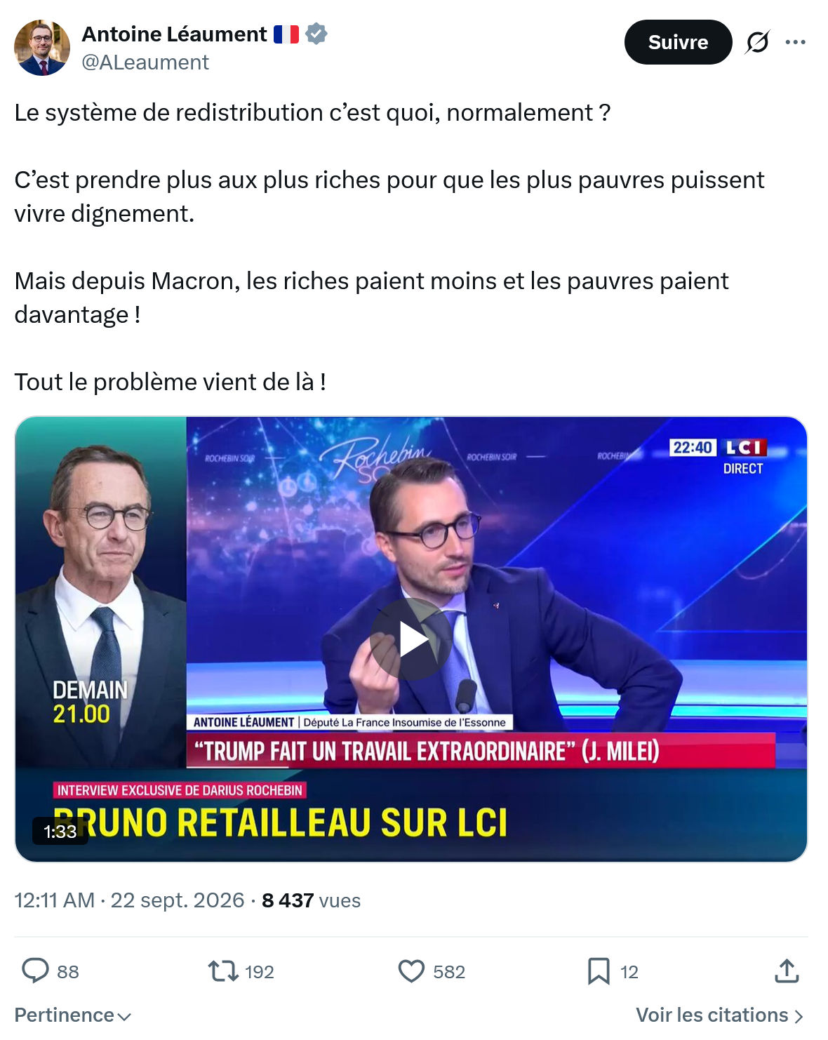 Antoine Léaument: Le système de redistribution...